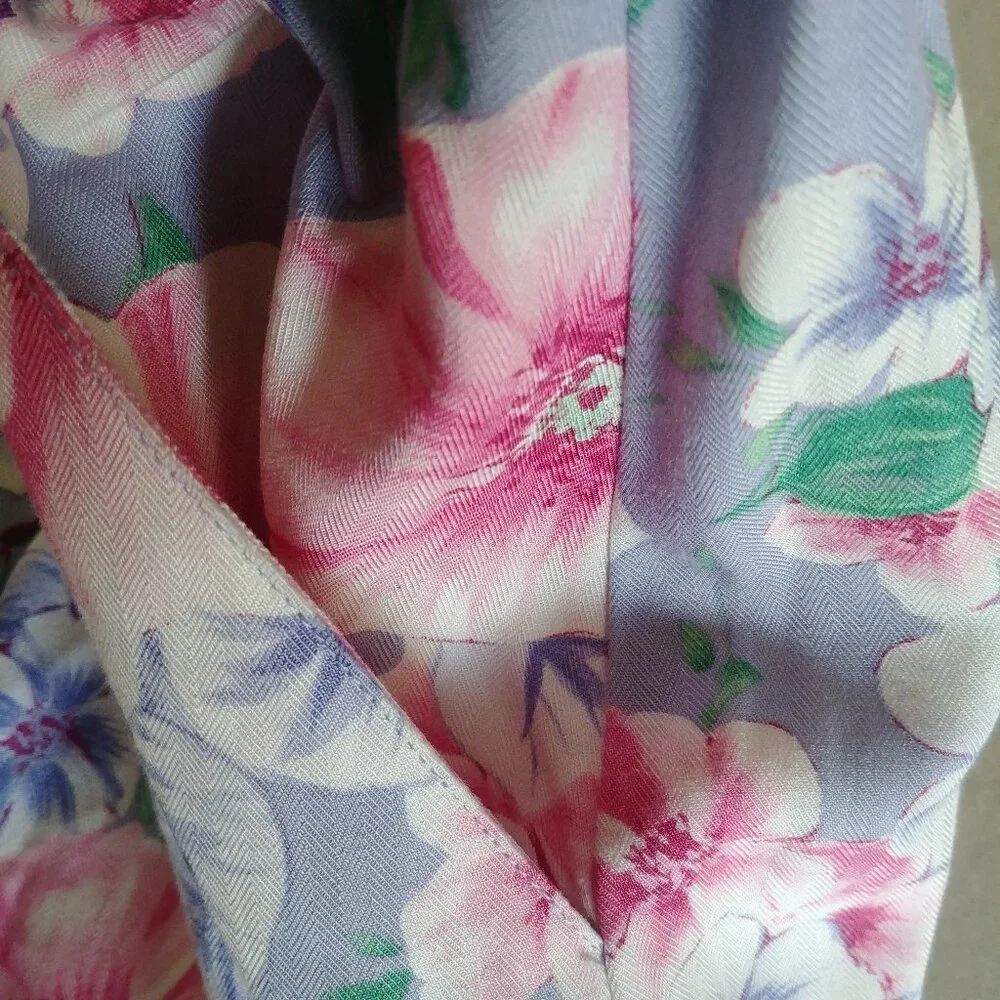Vintage long button down midi maxi skirt purple pink and green floral Medium - Picture 11 of 14